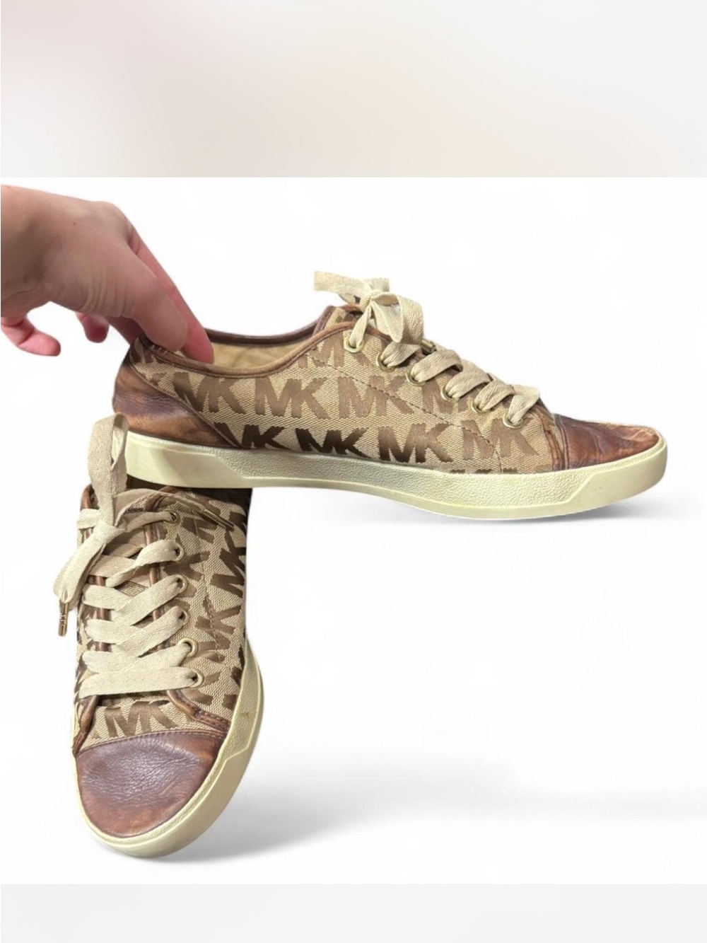 Michael Kors Tan & Brown MK Logo Low-Top Sneakers